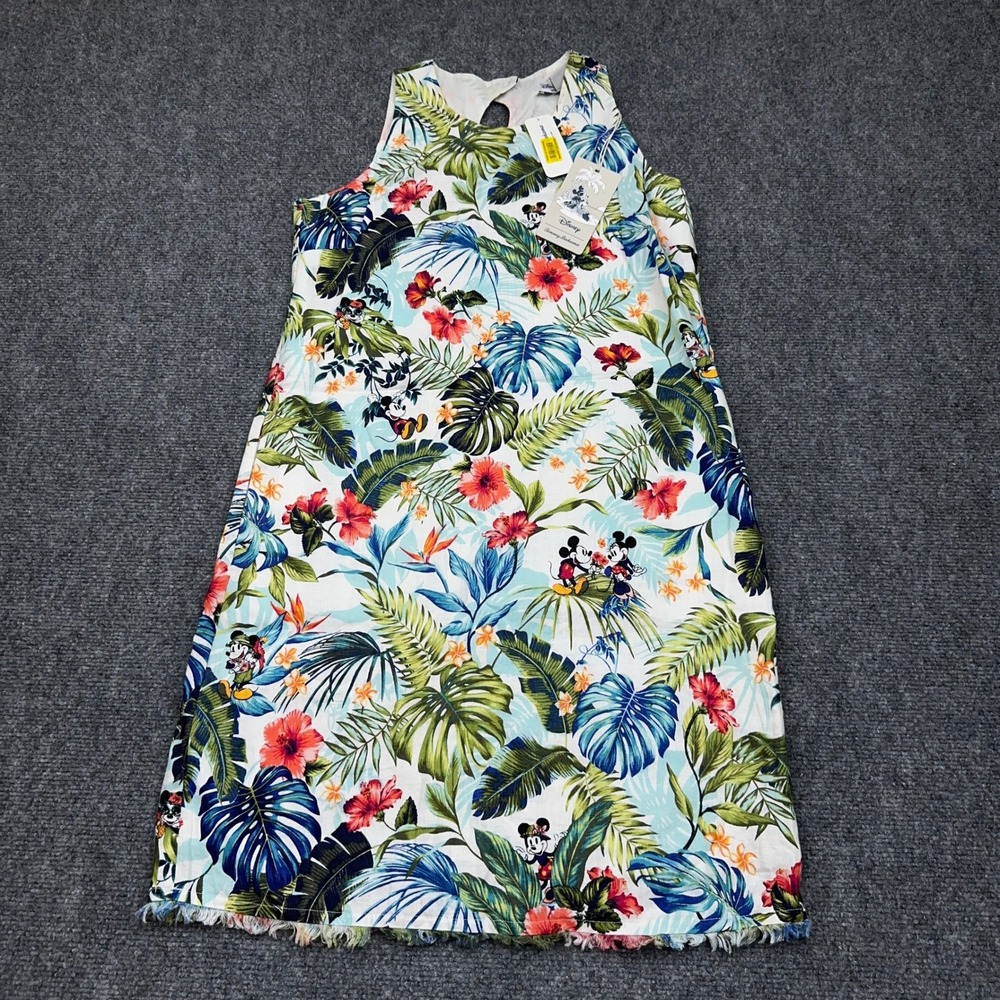 NEW Disney x Tommy Bahama Jungle Jubilee Shift Dress Womens XS 100% Linen Floral - Picture 1 of 11